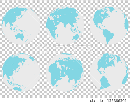 シンプルな地球のイラストセット シンプルな地球のイラストセット 132886361