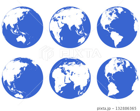 シンプルな地球のイラストセット 132886365