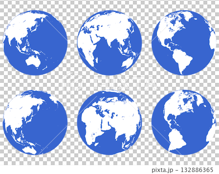 シンプルな地球のイラストセット 132886365