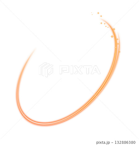 透明背景のオレンジ色のきらめきのある発光アークリング 132886380