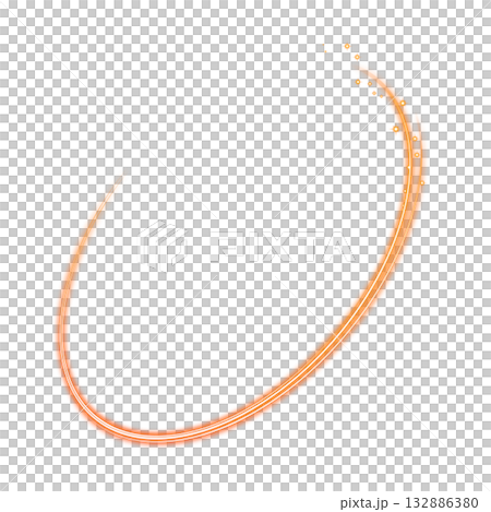 透明背景のオレンジ色のきらめきのある発光アークリング 132886380