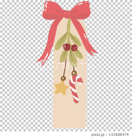 Hand drawn festive bookmark illustration with red bow candy cane star and mistletoe cozy Christmas clipart for holiday cards planners and book lovers Hand drawn festive bookmark illustration with red bow candy cane star and mistletoe cozy Christmas clipart for holiday cards planners and book lovers 132886474