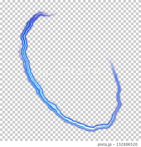 Blue electric luminous arc ring on transparent background 132886520