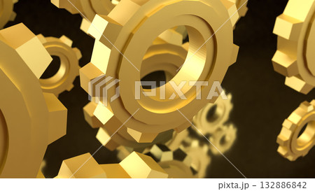 The Gold gear for engine or industrial concept 3d Rendering. The Gold gear for engine or industrial concept 3d Rendering. 132886842