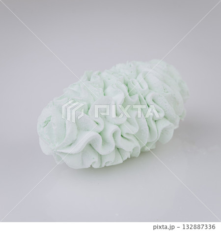 Mint green zephyr marshmallow dessert on white background, minimal sweet concept 132887336