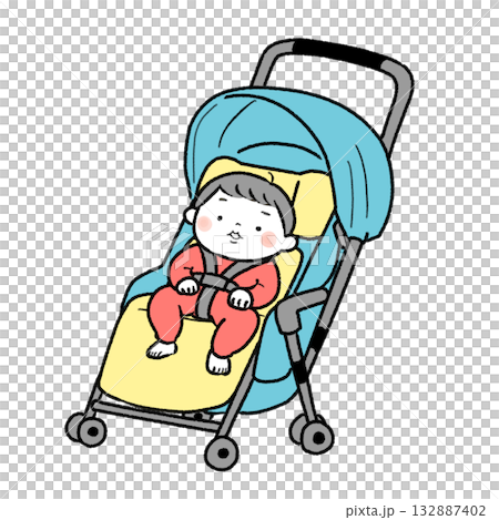 嬰兒推車上的嬰兒 132887402