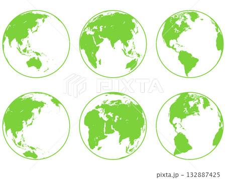 シンプルな地球のイラストセット 132887425