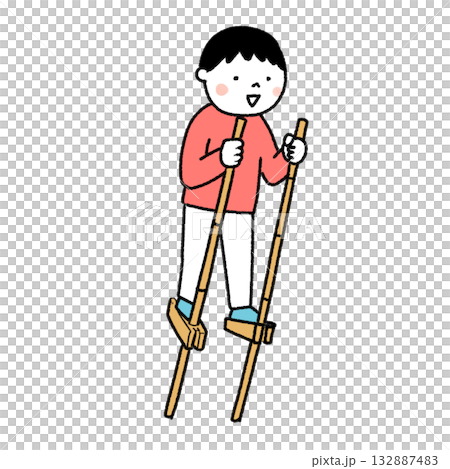 Boy playing on stilts 132887483
