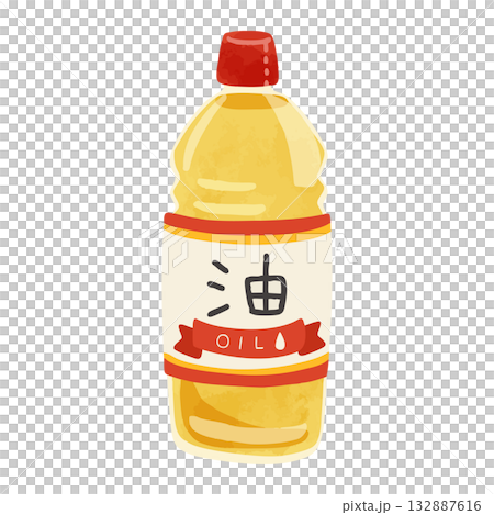 サラダ油のペットボトル 水彩風手描きイラスト サラダ油のペットボトル 水彩風手描きイラスト 132887616