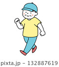 散歩をする男性のかわいいイラスト 132887619
