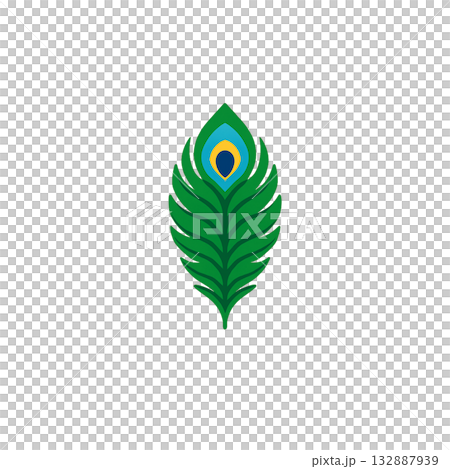 Peacock feather color icon, elegant design material with beautiful green and blue, no background, illustration, document creation Peacock feather color icon, elegant design material with beautiful green and blue, no background, illustration, document creation 132887939