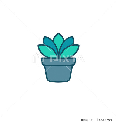 多肉植物の鉢のカラーアイコン、シンプルでお洒落なインテリア素材、背景なし、イラスト、資料作り 多肉植物の鉢のカラーアイコン、シンプルでお洒落なインテリア素材、背景なし、イラスト、資料作り 132887941