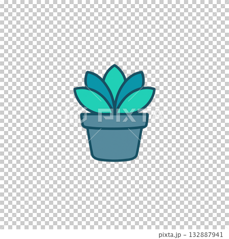 多肉植物の鉢のカラーアイコン、シンプルでお洒落なインテリア素材、背景なし、イラスト、資料作り 多肉植物の鉢のカラーアイコン、シンプルでお洒落なインテリア素材、背景なし、イラスト、資料作り 132887941