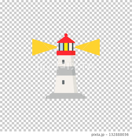Lighthouse icon | Simple design material symbolizing safety and hope at sea, no background, document creation, illustration 132888036