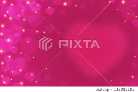 Glow hearts on pink background. Romantic backdrop for love or valentine card with space for text. Dots sparkle on soft surface and large heart. Figures float in festive layout outline heart in center Glow hearts on pink background. Romantic backdrop for love or valentine card with space for text. Dots sparkle on soft surface and large heart. Figures float in festive layout outline heart in center 132888108