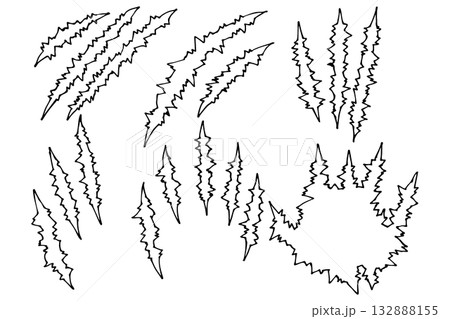 爪痕・傷口・切り傷のベクターセット｜ホラー・アクション・ハロウィンデザイン素材 132888155
