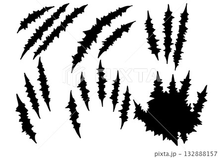 爪痕・傷口・切り傷のベクターセット｜ホラー・アクション・ハロウィンデザイン素材 132888157