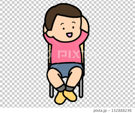坐在椅子上的亞洲男孩 坐在椅子上的亞洲男孩 132888236