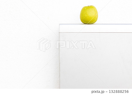 Apple on an abstract white background, composite fashion photo 132888256