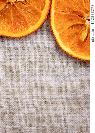 Christmas photo of a fir branch and dried oranges 132888278