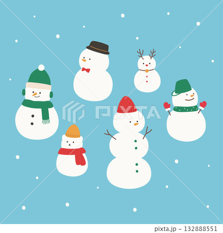 Vector illustration of cute snowman. 132888551