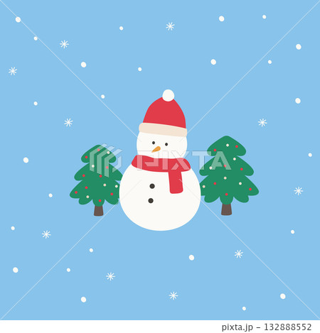 Vector illustration of cute snowman. 132888552