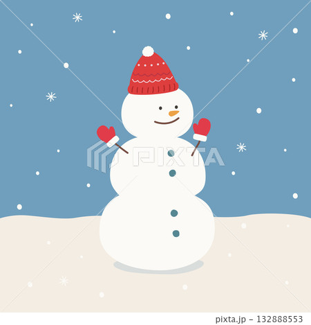 Vector illustration of cute snowman. 132888553