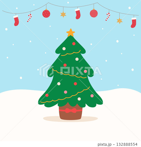 Vector illustration of a Christmas tree. Vector illustration of a Christmas tree. 132888554