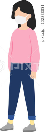 風邪をひいて病院を受診するイラスト 風邪をひいて病院を受診するイラスト 132888851