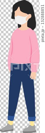 風邪をひいて病院を受診するイラスト 風邪をひいて病院を受診するイラスト 132888851