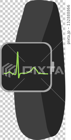 ウェアラブルデバイスのグラフィック素材イラスト(心電図)	 132888866