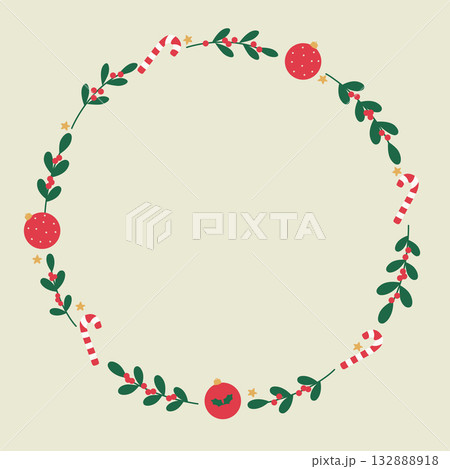 Vector illustration of a Christmas frame with plants. Vector illustration of a Christmas frame with plants. 132888918