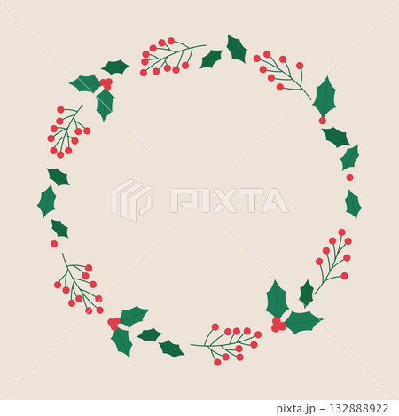 Vector illustration of a Christmas frame with plants. 132888922