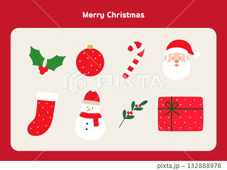 Collection of cute Christmas objects. Collection of cute Christmas objects. 132888976