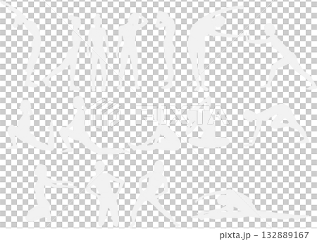 Illustration of a woman on a diet (stretching and muscle training) Illustration of a woman on a diet (stretching and muscle training) 132889167