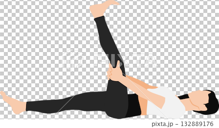 Illustration of a woman on a diet (stretching and muscle training) Illustration of a woman on a diet (stretching and muscle training) 132889176