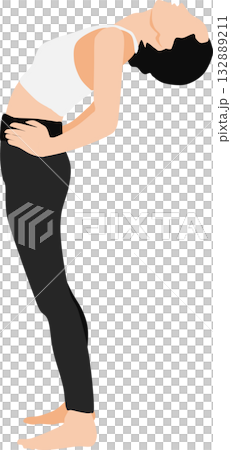 Illustration of a woman on a diet (stretching and muscle training) Illustration of a woman on a diet (stretching and muscle training) 132889211
