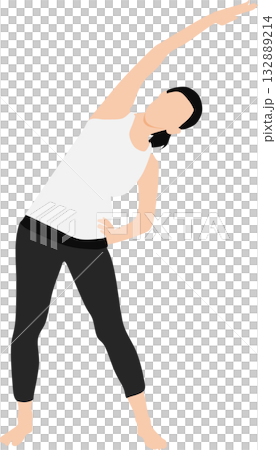 Illustration of a woman on a diet (stretching and muscle training) 132889214