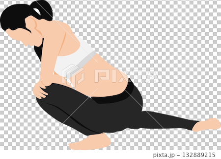 Illustration of a woman on a diet (stretching and muscle training) Illustration of a woman on a diet (stretching and muscle training) 132889215