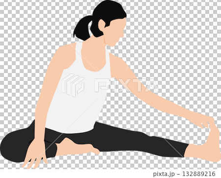 Illustration of a woman on a diet (stretching and muscle training) Illustration of a woman on a diet (stretching and muscle training) 132889216