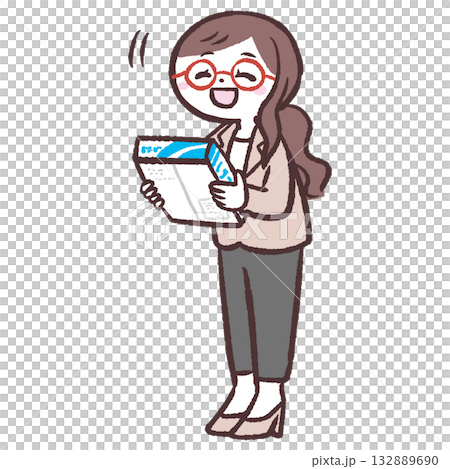 手土産を持つ女性のイラスト 132889690