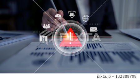 Cybersecurity threat alert warning symbol Parse 132889709