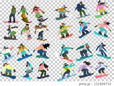 冬天在雪山滑雪的女子插圖集 132889710
