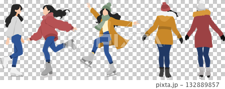 一組女性滑冰的插圖 一組女性滑冰的插圖 132889857