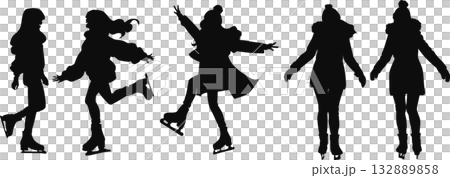 スケートをする女性のイラストセット 132889858