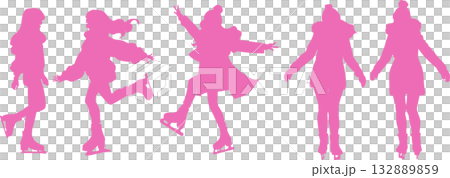 スケートをする女性のイラストセット 132889859