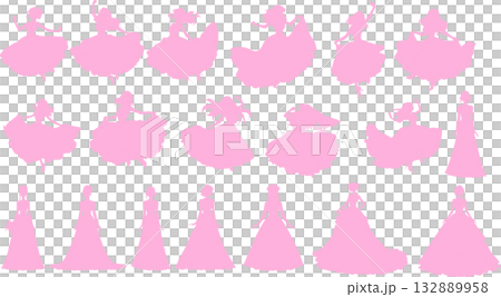 Illustration set of a woman in a dress Illustration set of a woman in a dress 132889958