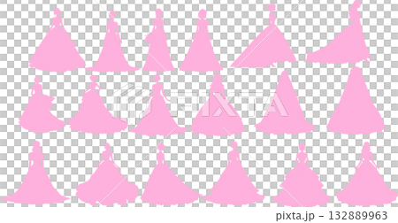 Illustration set of a woman in a dress 132889963