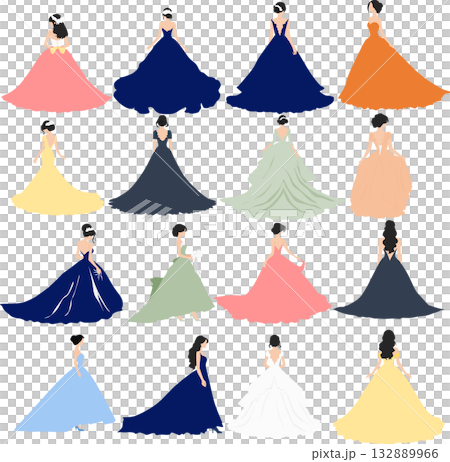 Illustration set of a woman in a dress Illustration set of a woman in a dress 132889966