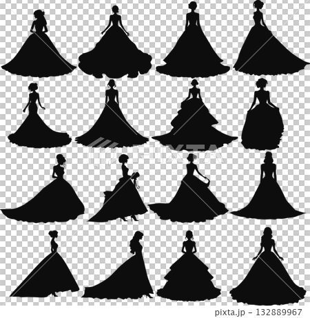 Illustration set of a woman in a dress 132889967